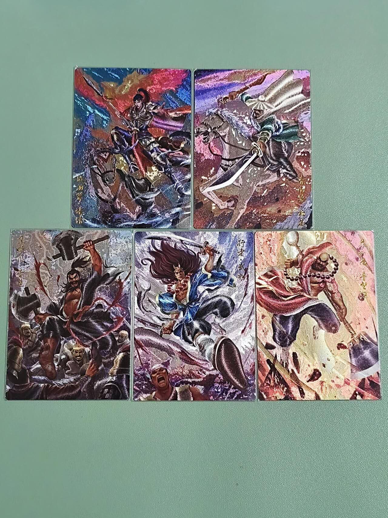 光影卡牌第29期，各家亲签，各家套卡，持续收拍品 豪卡周千策水浒，天罡鲁智深＋武松＋李逵＋杨志＋张清，粗闪工艺