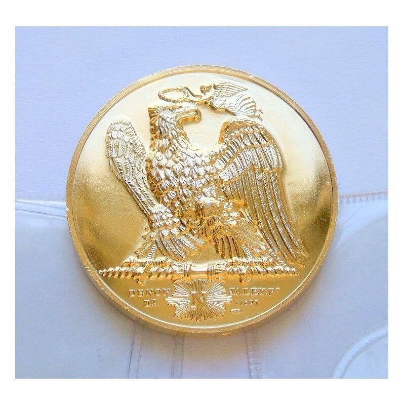 【艺术】法国艺术大章纪念1807年 拿破仑和皇后+雄鹰高浮雕精制大镀金章 40MM