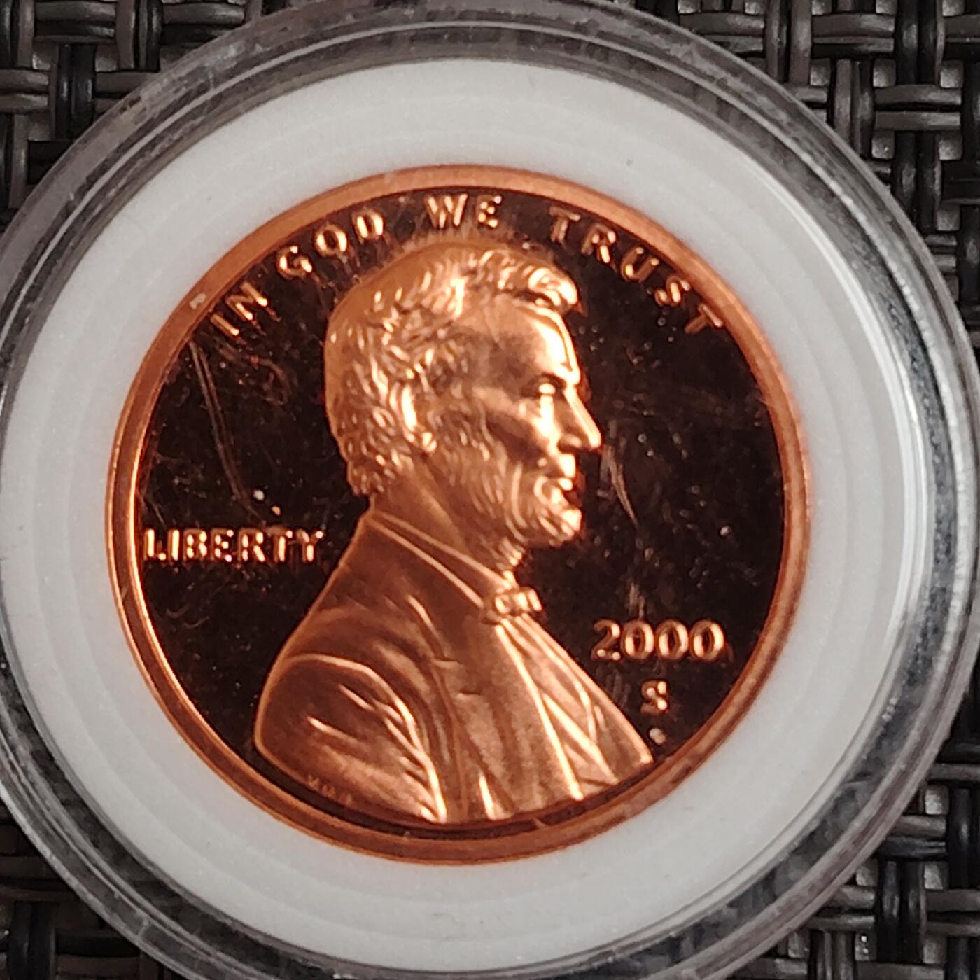 布加迪🐬～世界钱币(上海)🌾第 271 期 /  各国套币和散币 美国🇺🇸 2000年 1分 林肯头像精制币