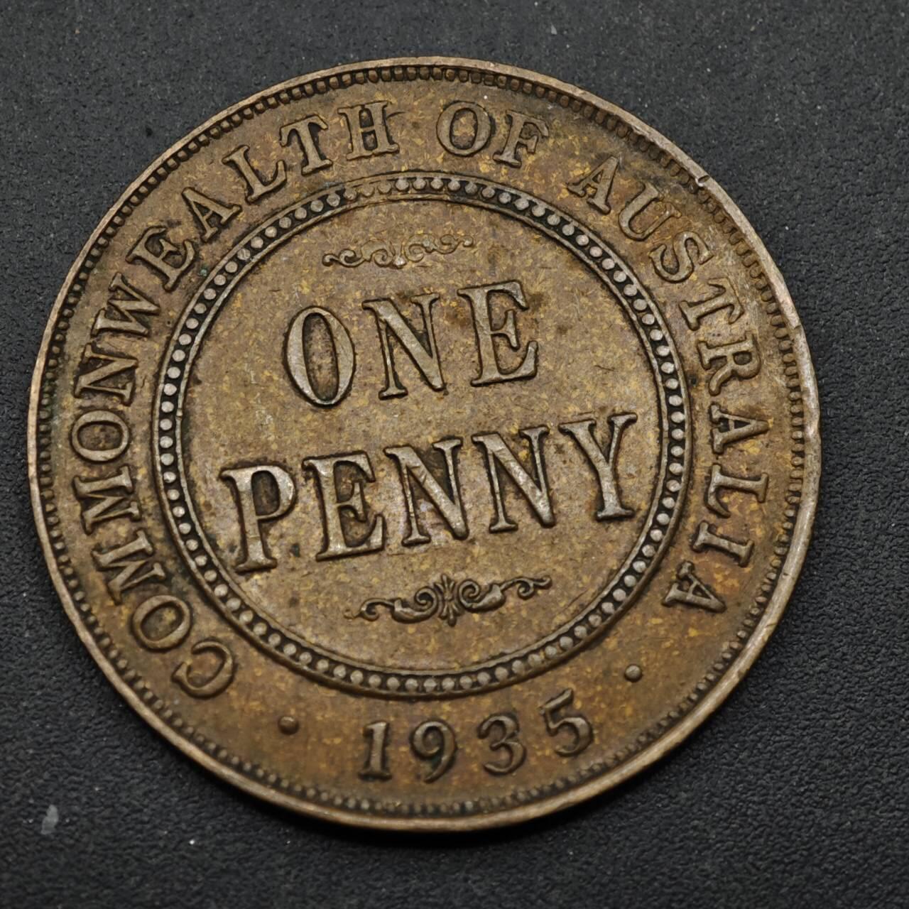 【淘币小摊】实时拍第八百五十三拍   散币银币场   满百包邮可预留二周 每周一统一发货   澳大利亚1935年乔治五世一便士铜币