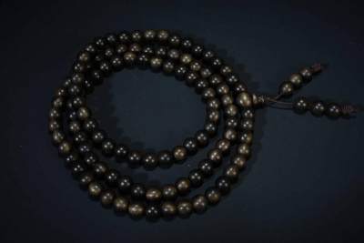 上海都达杂项专场六（全场包邮） 天然文莱沉香0.8圆珠多圈手串 附鉴定证书87-215