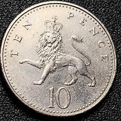 泉币菌-第173场- 精品福利场 - 英国1992年 10便士铜镍币 24.5mm 伊丽莎白二世女王 皇冠狮子