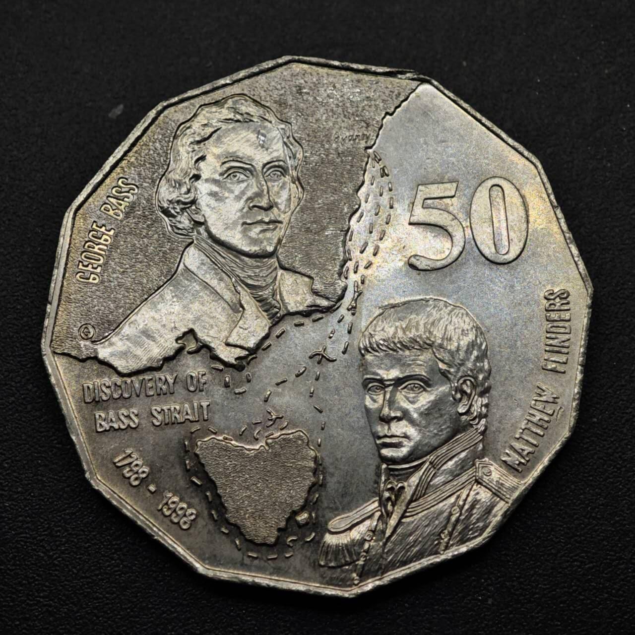 【淘币小摊】实时拍第八百五十三拍   散币银币场   满百包邮可预留二周 每周一统一发货   澳大利亚1998年50分巴斯海峡纪念币