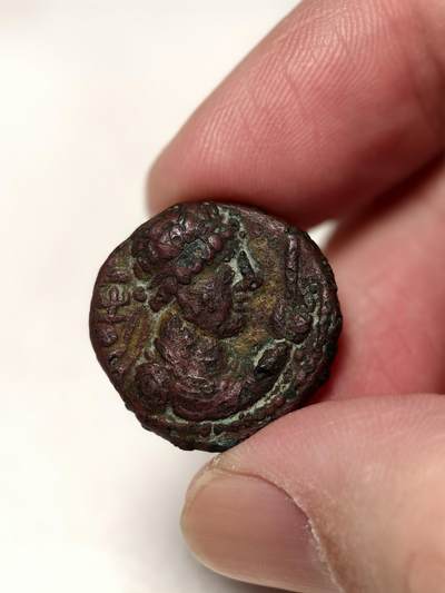 抚柳草堂-第十期章牌钱币  奖章勋章限时免佣 满百包邮 放漏专场 - 贵霜王朝 无名王大铜币稀少高浮雕大头像厚重版 公元1-2世纪 重8.5g 直径约21mm厚约5mm