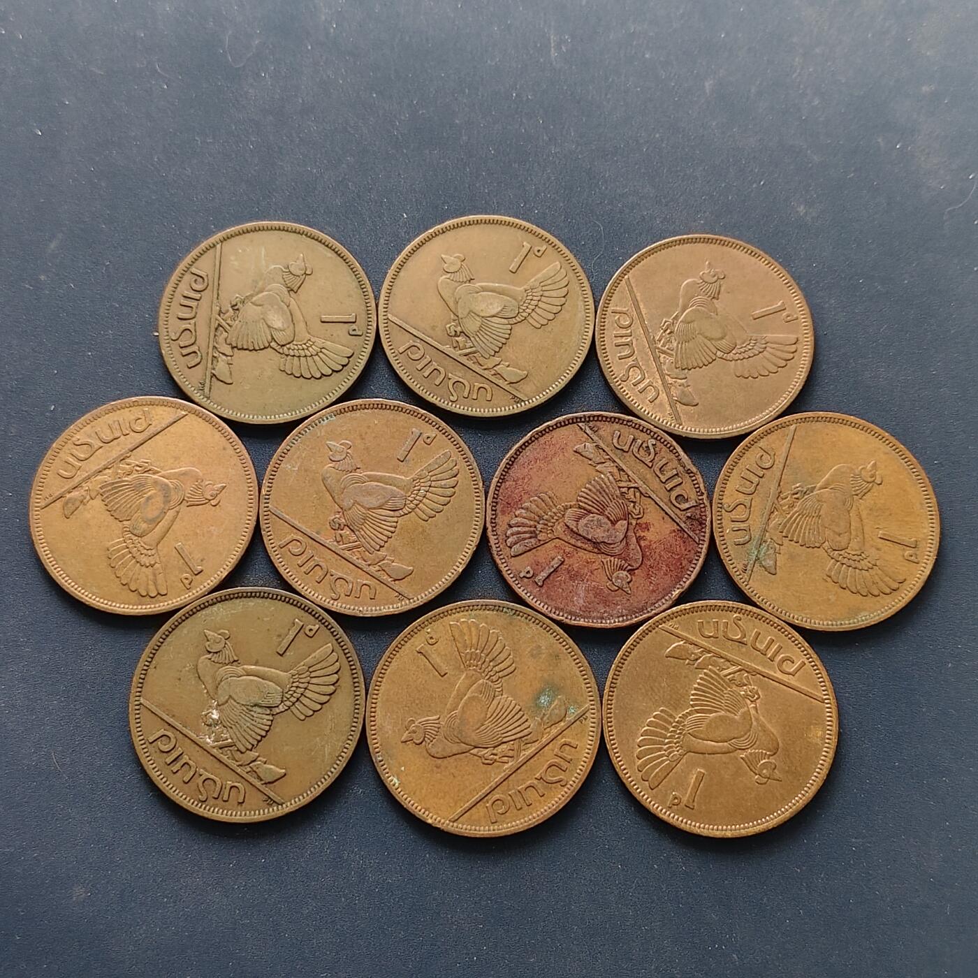 【全场包邮】纯粹捡漏拍496场-持续更新中 爱尔兰各年份母鸡1便士大铜币10枚一组