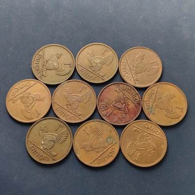 【全场包邮】纯粹捡漏拍496场-持续更新中 - 爱尔兰各年份母鸡1便士大铜币10枚一组