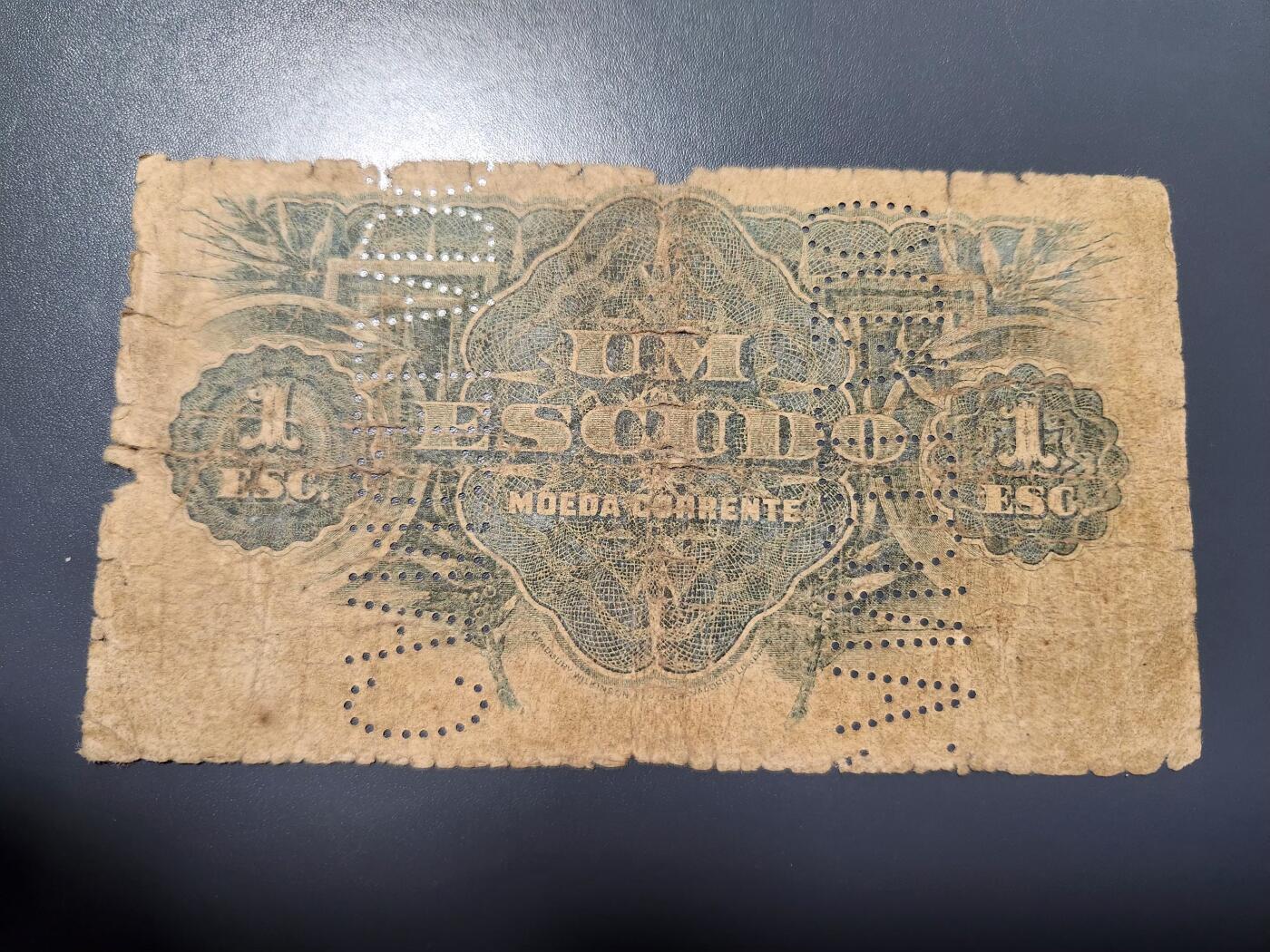 1月22号晚上8点 外国纸币自动截拍第11场 1919年1埃斯库多 极少