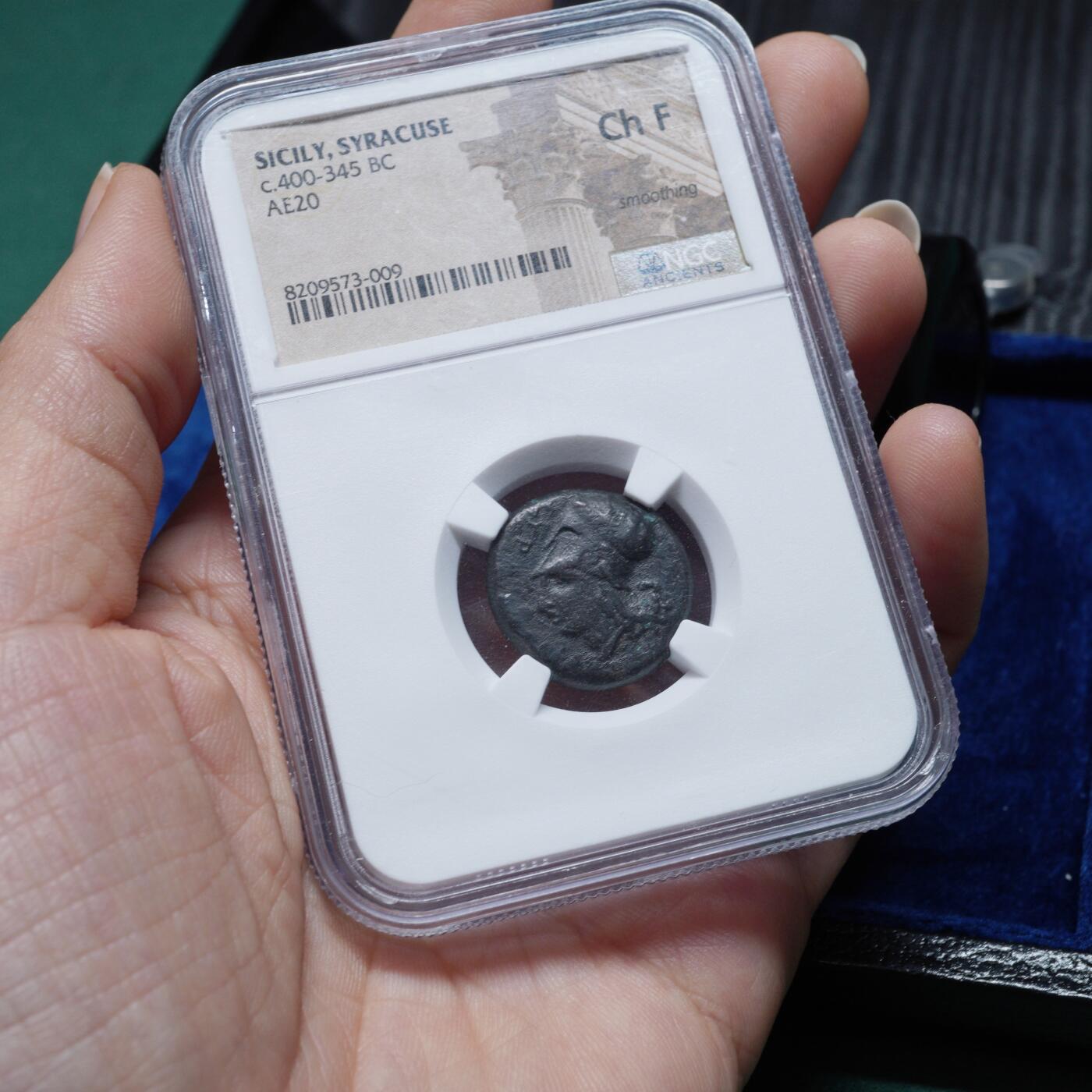 琋语集藏2026年02月欧洲古典打制币拍卖 古希腊西西里叙拉古雅典娜与带翅膀的海马铜币（NGC评级）