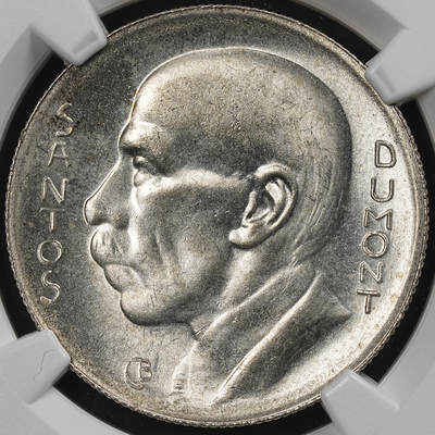 修遠堂世界钱币第102期 - NGC MS65 1936年巴西5000 REIS银币，10g，含银60%