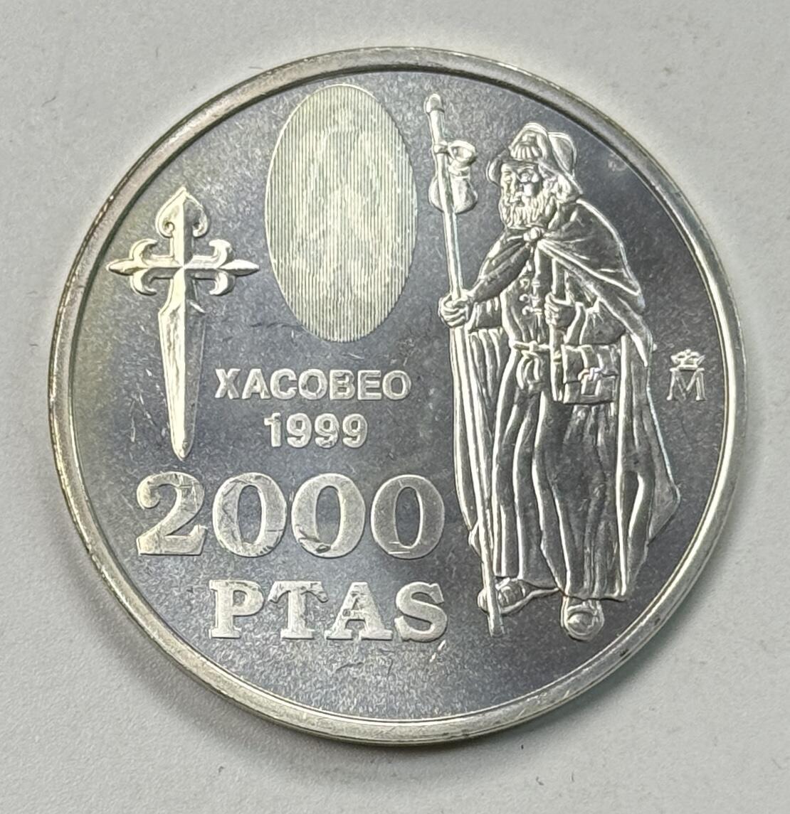 S&S Numismatic世界钱币-拍卖 第119期  西班牙1999年 圣雅各布圣年 2000比塞塔纪念银币 18克925银