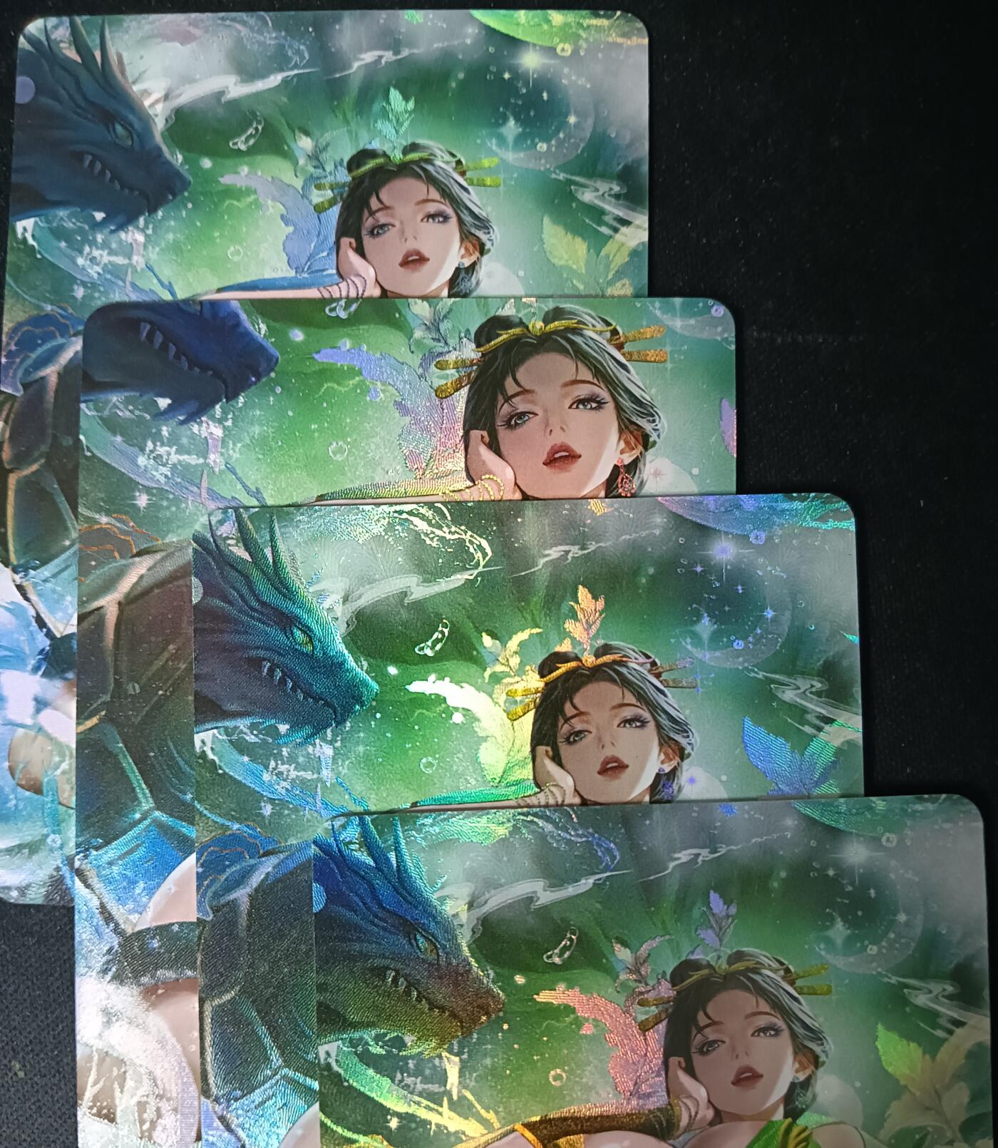 花开卡拍第61期（3月7号周六截拍，品控勿拍!!!拍品不寄存，运费5元（新疆需补运费差价或顺丰到付），自制卡难免瑕疵，可能存在轻微撞角爆边等出厂瑕疵，品控介意勿拍！） 墨卡文创 玄武三渐变+特藏，彩闪4张