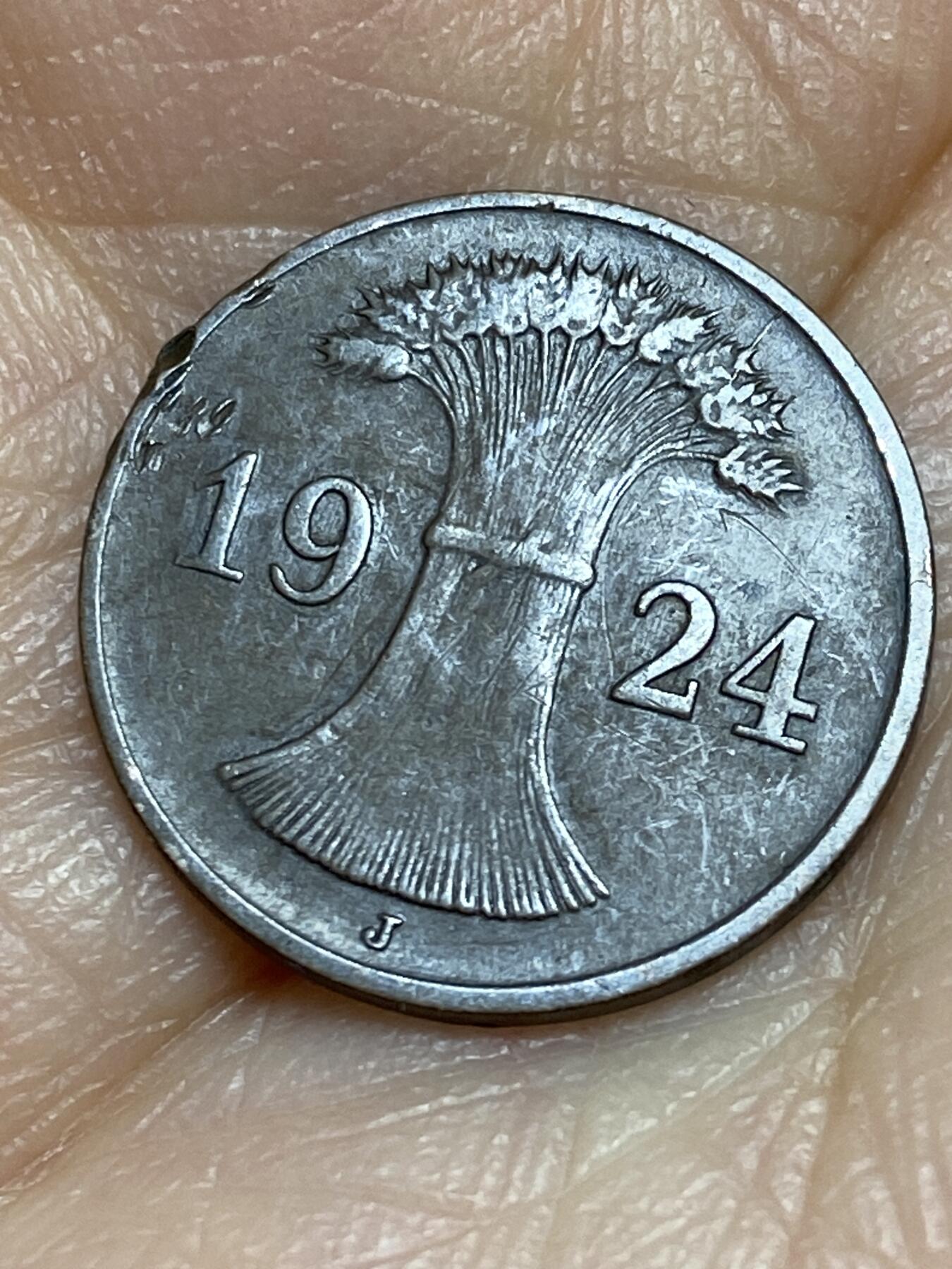 2026年第十三场(总第一百八十二场）外国好品散币场(免佣金) 德意志魏玛共和国1924年1芬尼(首发年，J标，汉堡造)