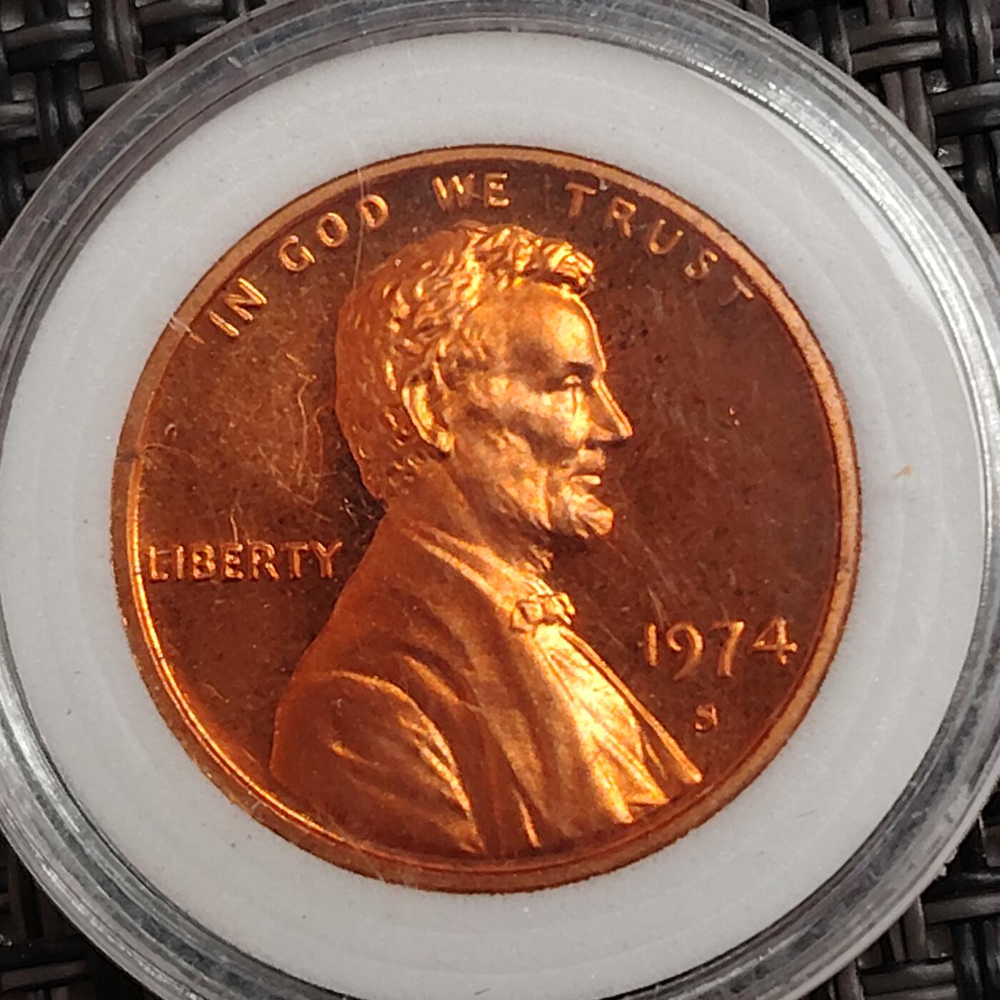 布加迪🐬～世界钱币(上海)🌾第 271 期 /  各国套币和散币 美国🇺🇸 1974年 1分 林肯头像精制币