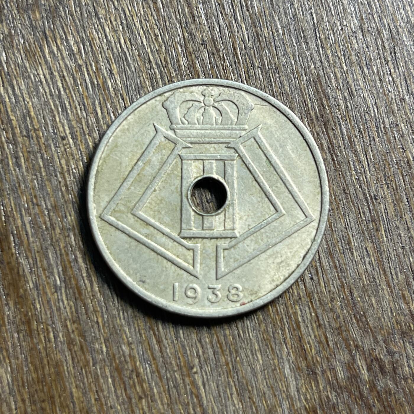 【春节前最后一拍，下一场3.3号】★第139场★散币场。不寄存，30包邮。不满30元，支付5元运费。《接受代拍 代送NGC评级》 36【无寄存】1938 比利时 25分 镍币