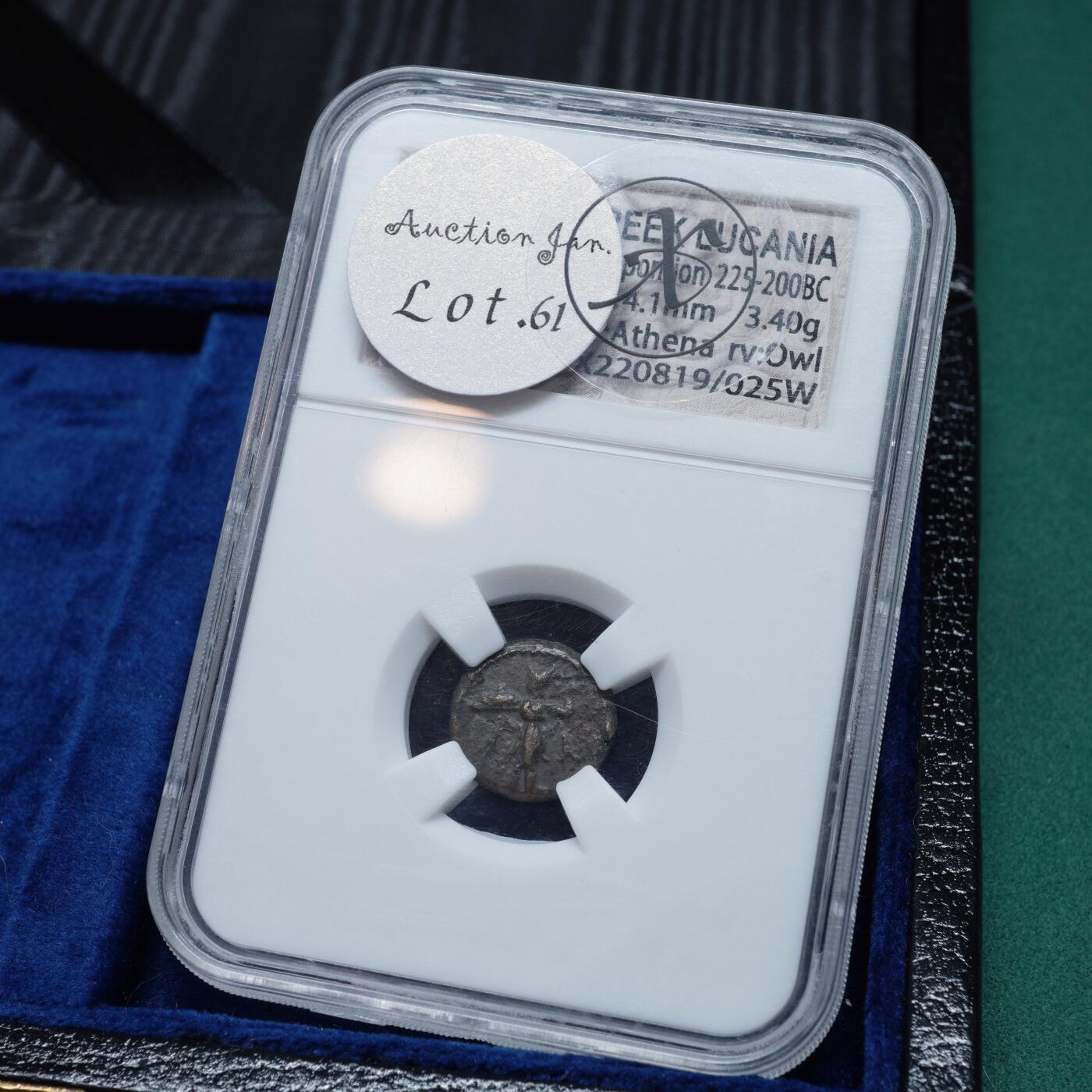 琋语集藏2026年02月欧洲古典打制币拍卖 古希腊卢卡尼亚地区雅典娜与猫头鹰铜币