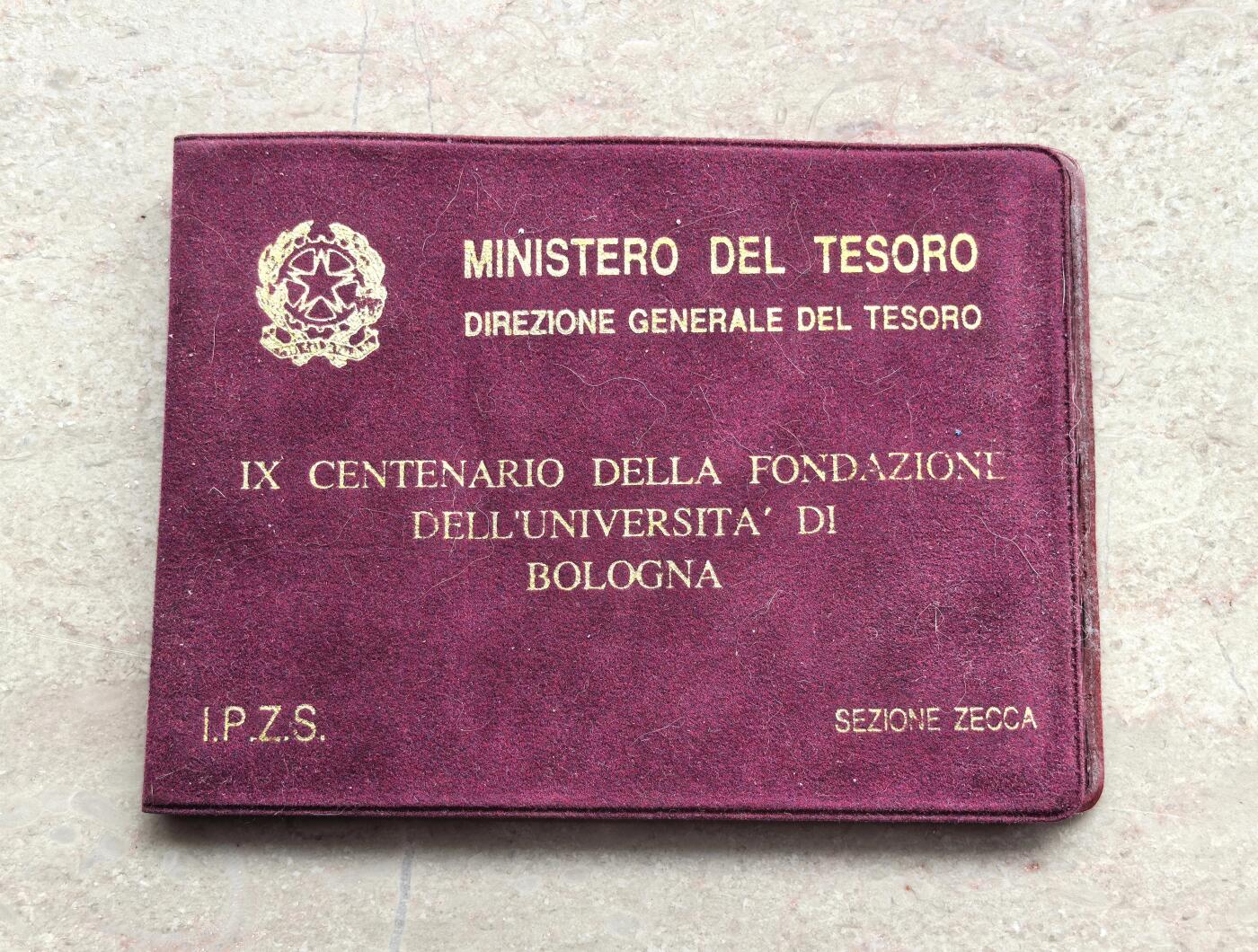 博洋堂世界钱币拍卖第158期（全场包邮） 1988年意大利500/200/100里拉普制银币套 博洛尼亚大学900周年纪念 11/8/5克835%银 原卡装带证
