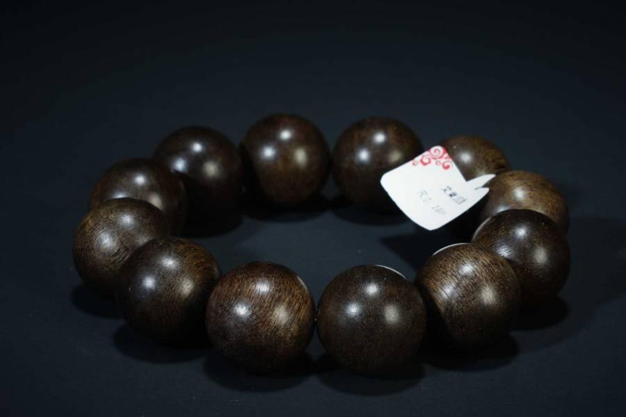 上海都达杂项专场二十五（全场包邮）  天然文莱软丝沉香2.0圆珠手串 附鉴定证书87-211