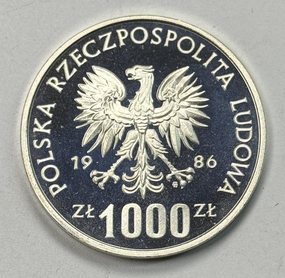 S&S Numismatic世界钱币-拍卖 第119期  波兰1986年 墨西哥足球世界杯 1000兹罗提精制纪念银币 样币 16.5克750银