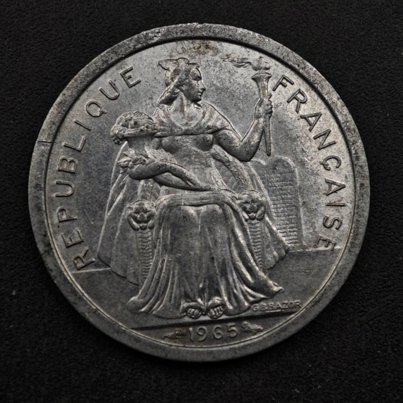 【淘币小摊】实时拍第八百五十三拍   散币银币场   满百包邮可预留二周 每周一统一发货   波利尼西亚1965年1法郎铝币