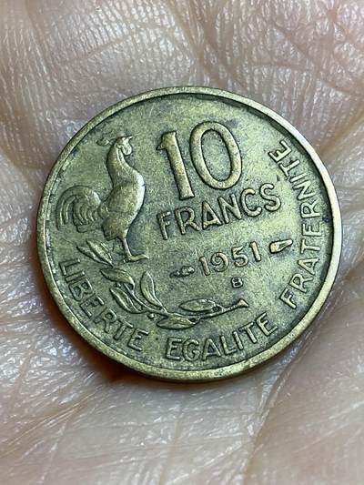 2026年第十四场(总第一百八十三场）外国好品散币场(免佣金) - 法兰西第四共和国1951年10法郎(B标，博蒙莱罗热造)