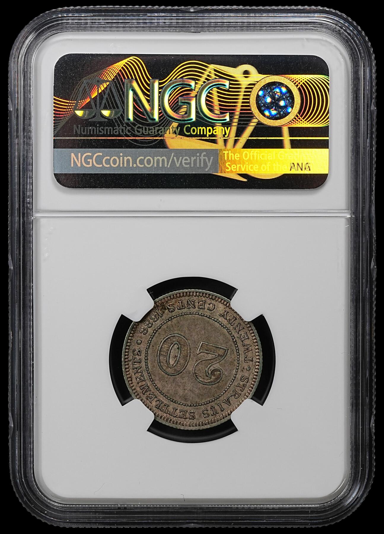 修遠堂世界钱币第102期 NGC AU55 1888年海峡20分银币 