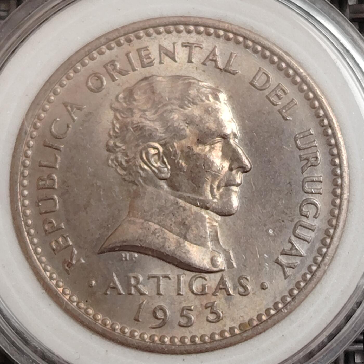 布加迪🐬～世界钱币(上海)🌾第 271 期 /  各国套币和散币 乌拉圭🇺🇾 1953年 10分