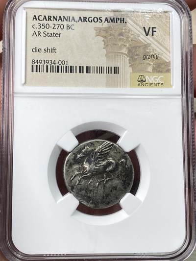 万国钱币拍卖第059期 - NGC VF 公元前350~270年古希腊阿卡纳尼亚飞马银币