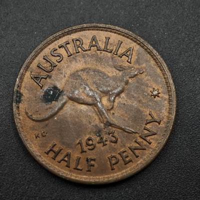 【淘币小摊】实时拍第八百五十三拍   散币银币场   满百包邮可预留二周 每周一统一发货   - 澳大利亚1943年乔治六世半便士铜币