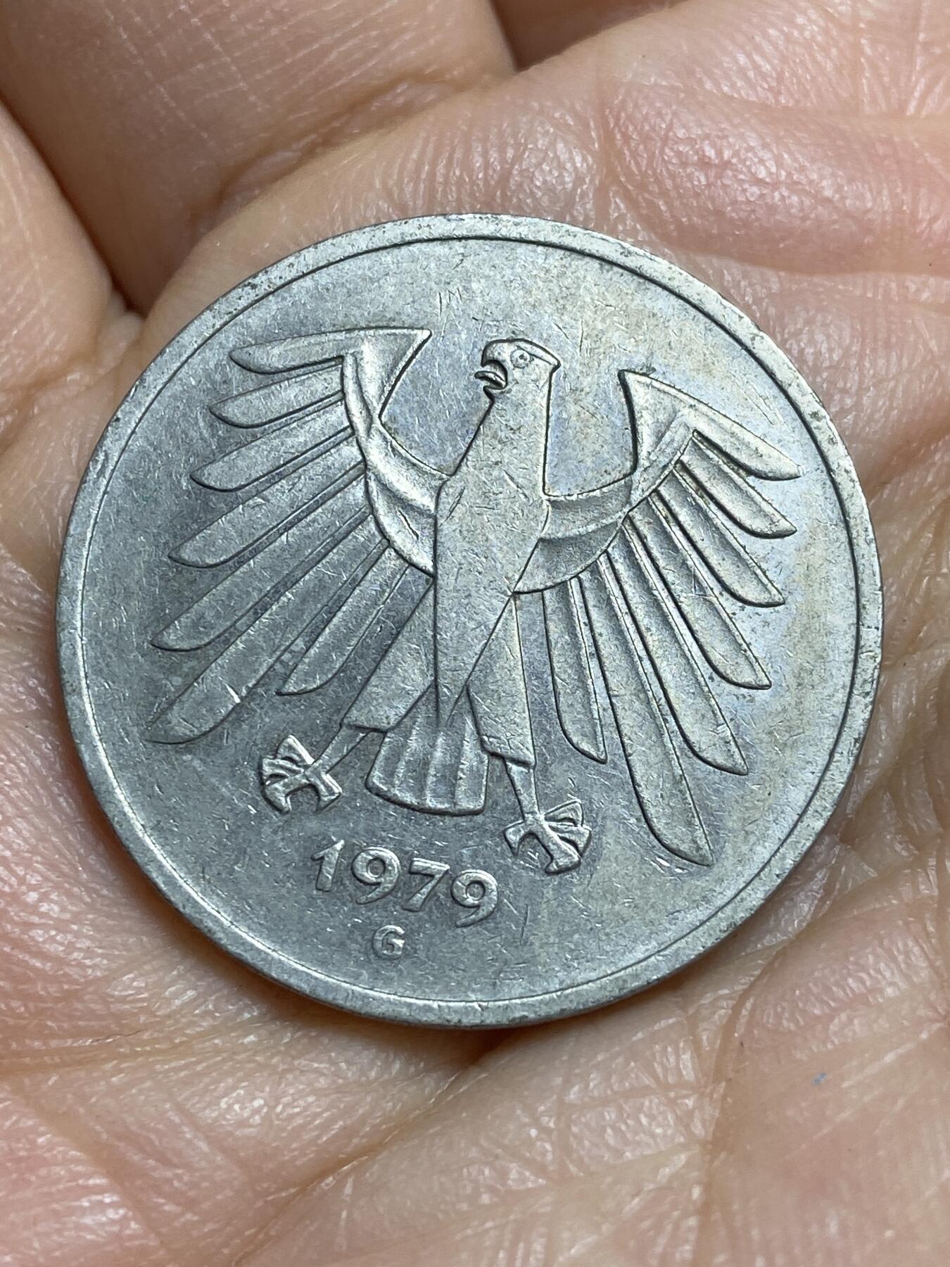 2026年第十四场(总第一百八十三场）外国好品散币场(免佣金) 德国🇩🇪1979年5马克(第二版，G标卡尔斯鲁厄造)