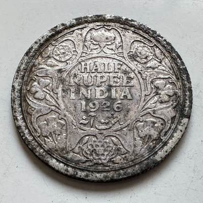 🌹外币初藏🌹🐯2026年第11场  每周二四六晚8️⃣点 接代拍 - 英属印度1926年1/2卢比银币 5.83克91.7%银