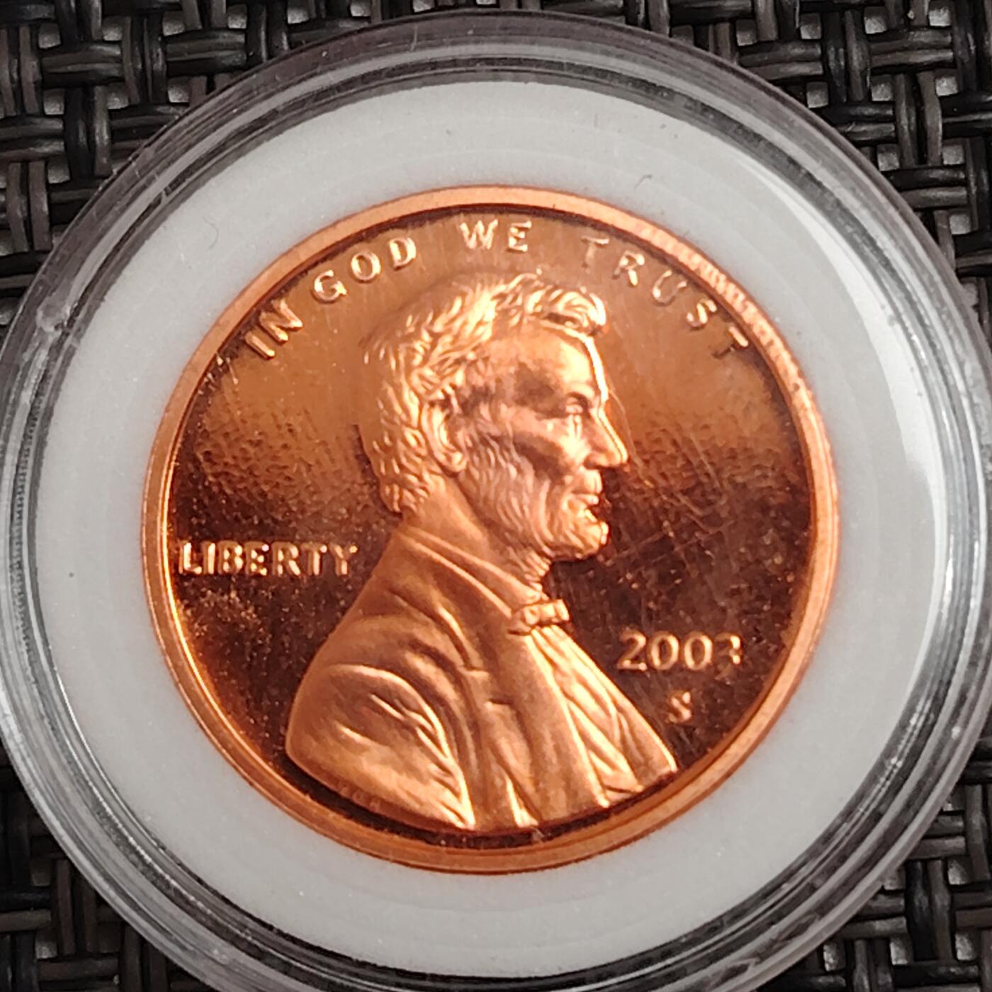 布加迪🐬～世界钱币(上海)🌾第 271 期 /  各国套币和散币 美国🇺🇸 2003年 1分 林肯头像精制币