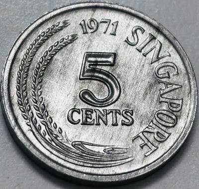 文馨钱币收藏 2026新年第四场（第 290 场）【长期接代拍品】 - 原光品相少见品种 1971 年新加坡农粮组织 FAO 鲳鱼 5 分纪念币，独年份