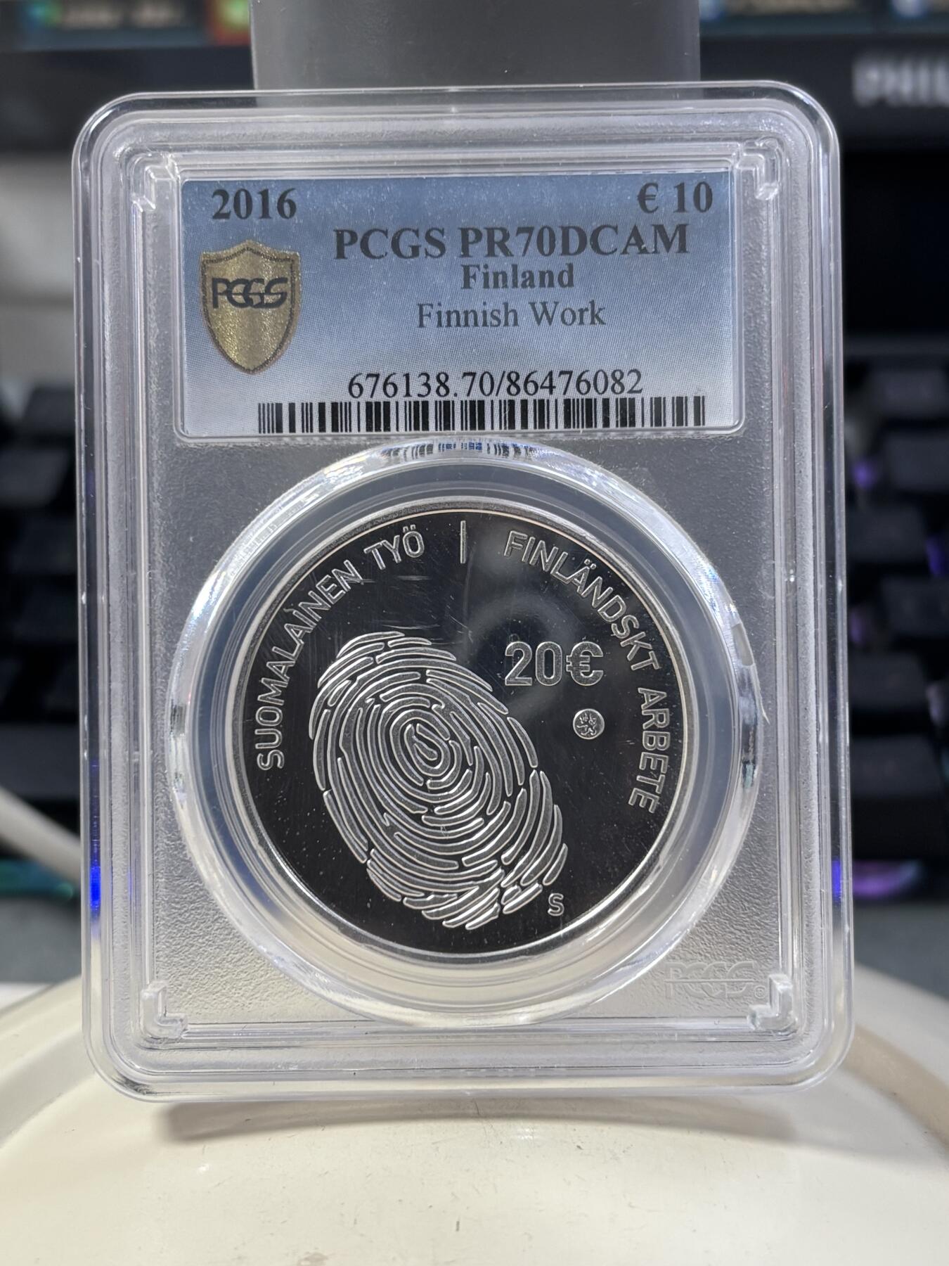 第189期拍卖 芬兰2016年发行工作的意义20欧精制纪念银币PCGS-PR70,925银，25.5克