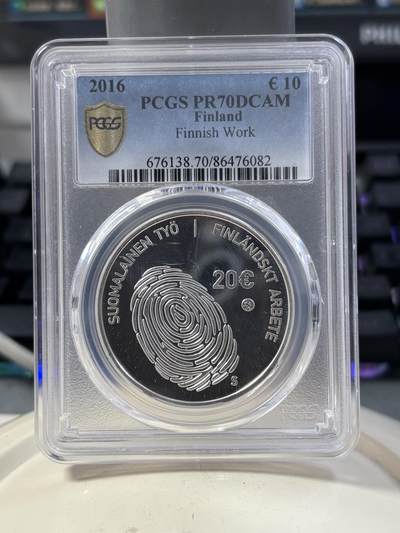 第189期拍卖 - 芬兰2016年发行工作的意义20欧精制纪念银币PCGS-PR70,925银，25.5克