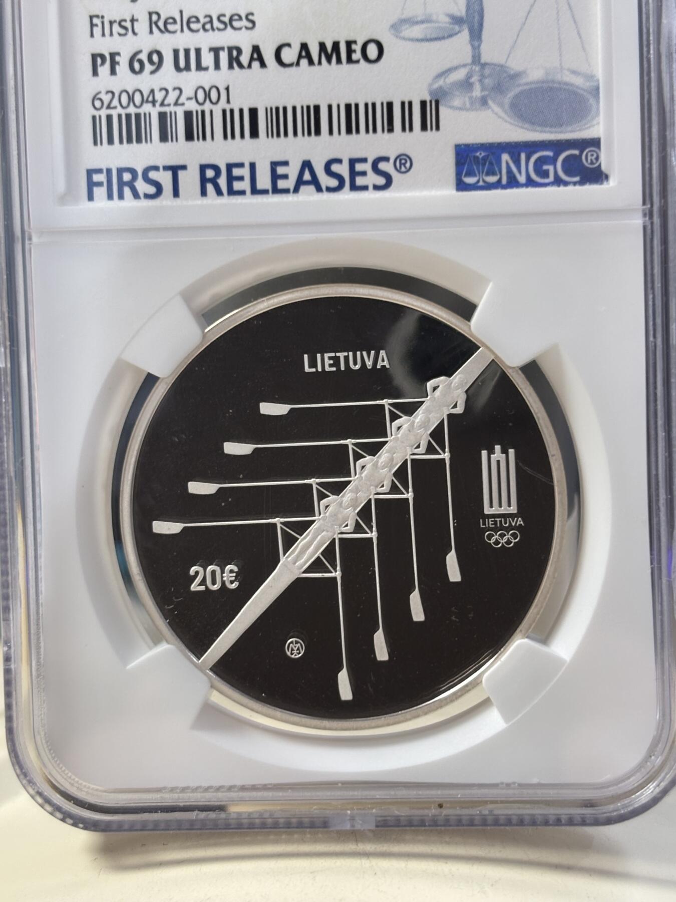第189期拍卖 立陶宛2021年东京奥运精制纪念银币NGC-PF69首无原盒证书，28.28克，925银，发行2500枚