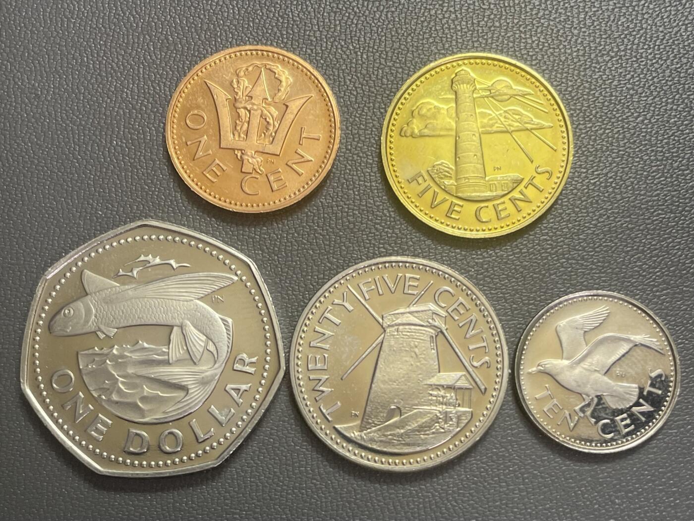 回流0125 全新巴巴多斯70年代精制币一组5枚