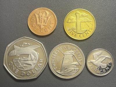 回流0125 - 全新巴巴多斯70年代精制币一组5枚
