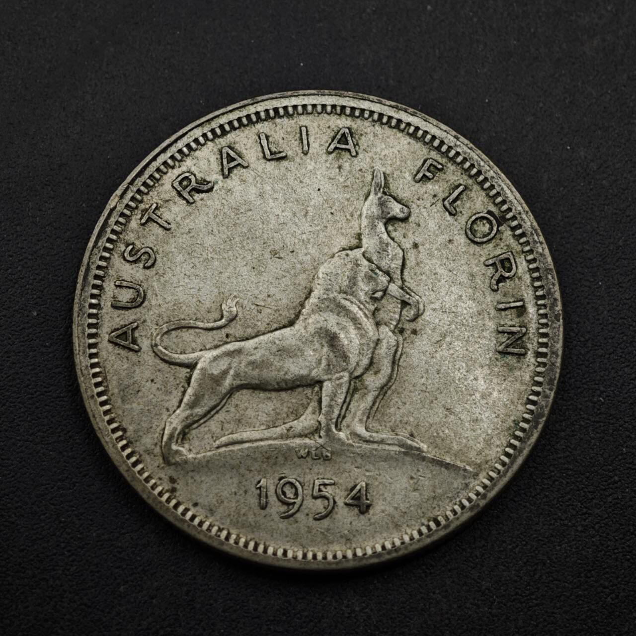 【淘币小摊】实时拍第八百五十三拍   散币银币场   满百包邮可预留二周 每周一统一发货   澳大利亚1954年伊丽莎白二世弗洛林银币