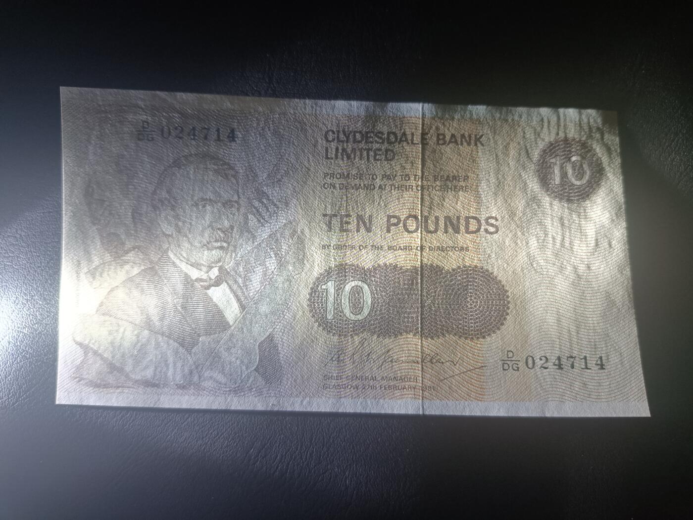 2026一月第四期，总214期 苏格兰克莱斯戴勒银行1981年10镑AUNC，地理学家利文斯通和黑奴，因涉嫌种族歧视很快被改版，导致少见