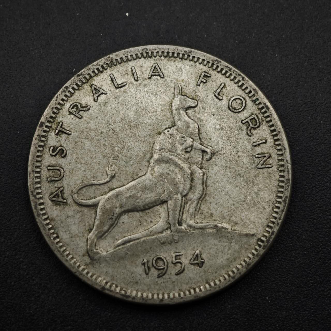 【淘币小摊】实时拍第八百五十三拍   散币银币场   满百包邮可预留二周 每周一统一发货   澳大利亚1954年伊丽莎白二世弗洛林银币