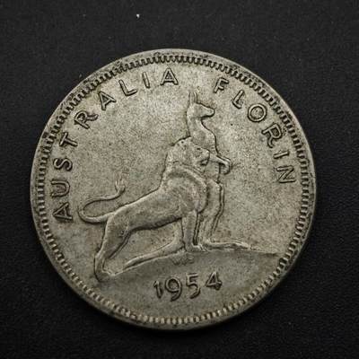 【淘币小摊】实时拍第八百五十三拍   散币银币场   满百包邮可预留二周 每周一统一发货   - 澳大利亚1954年伊丽莎白二世弗洛林银币