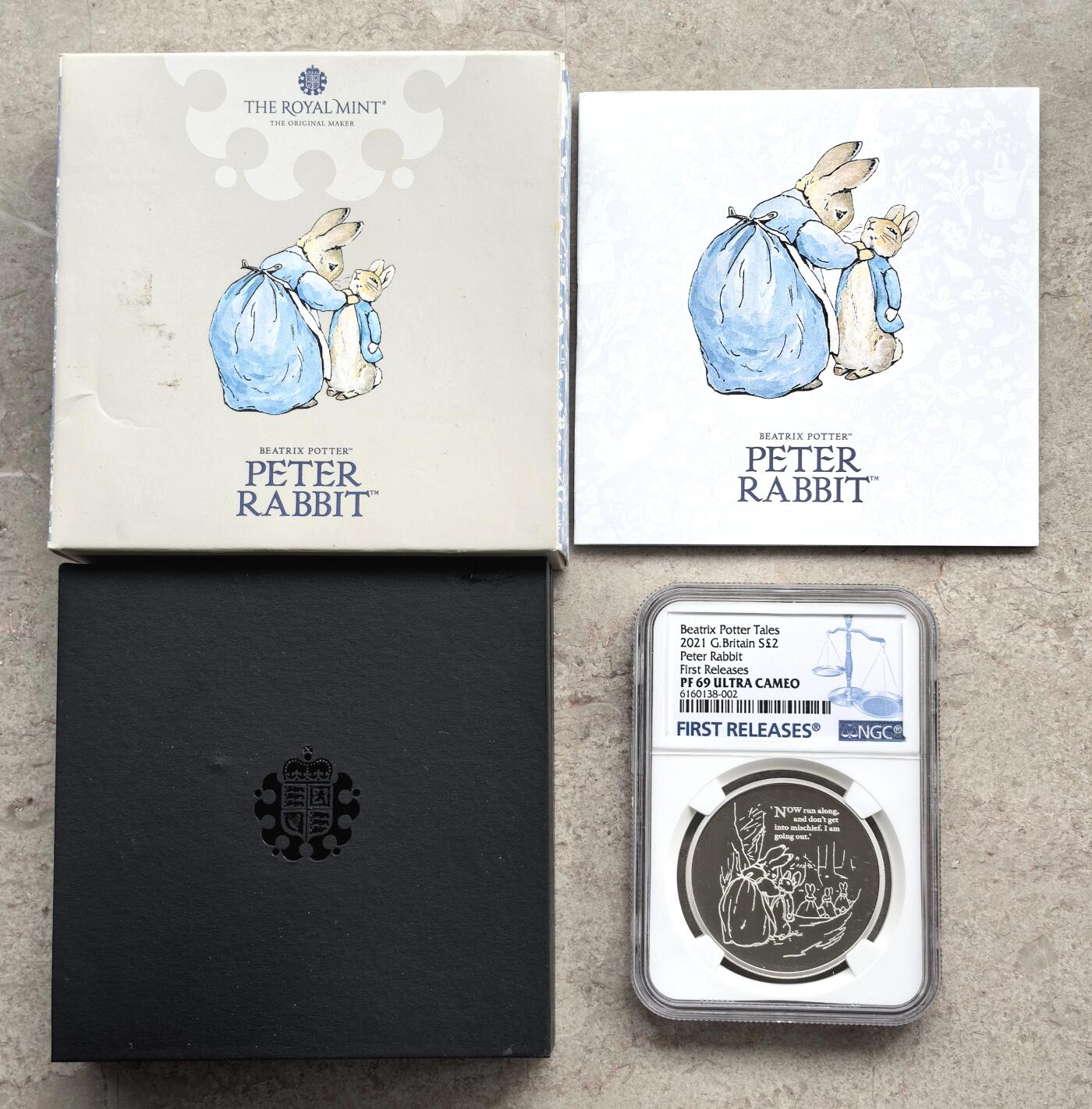 博洋堂世界钱币拍卖第158期（全场包邮） NGC PF69UC 首发2021年英国2英镑精制银币 彼得兔 1盎司999银 发行量：5000 盒证全