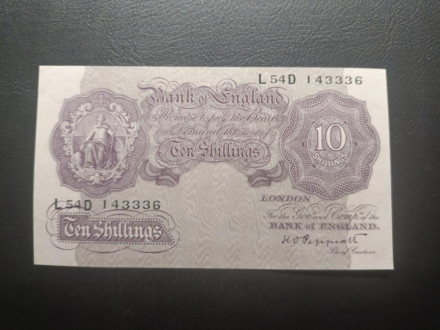 2026一月第四期，总214期 英格兰战时A序列10先令UNC豹子身333，有别于战前战后普通的红色版本用紫色印刷