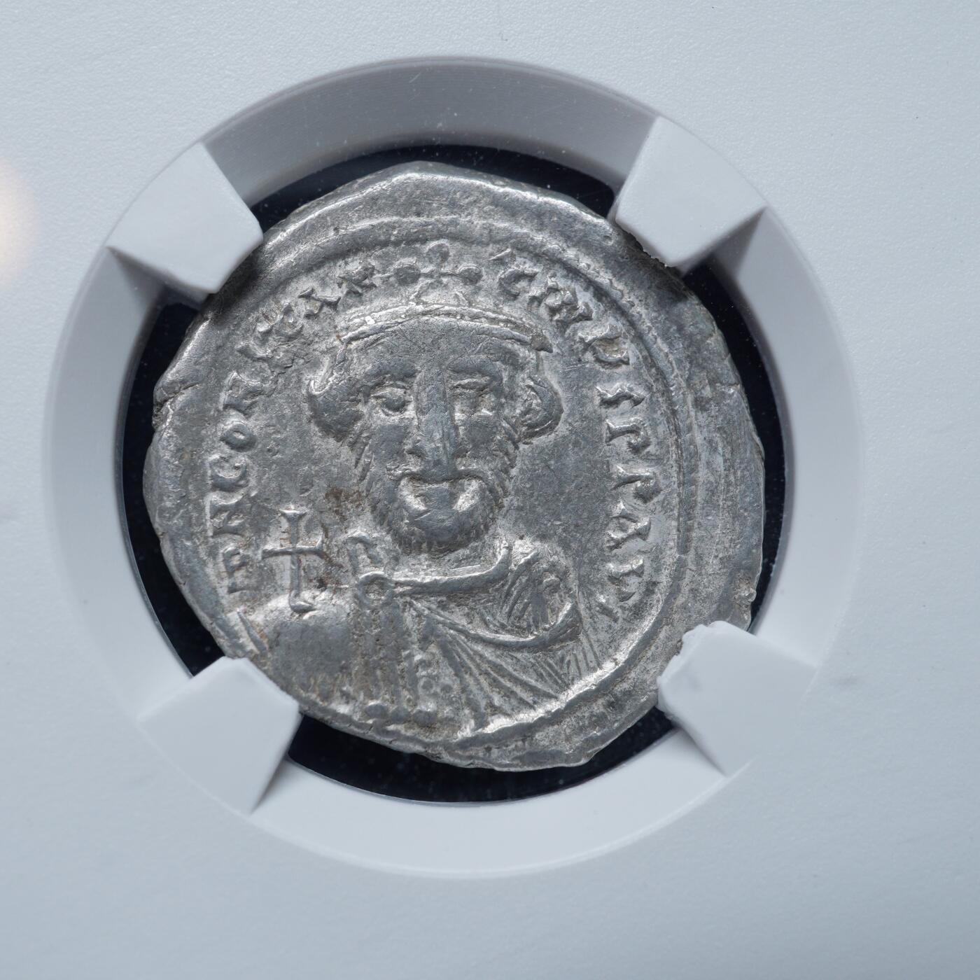 琋语集藏2026年02月欧洲古典打制币拍卖 拜占庭帝国君士坦斯二世与十字架银币（TQG评级）