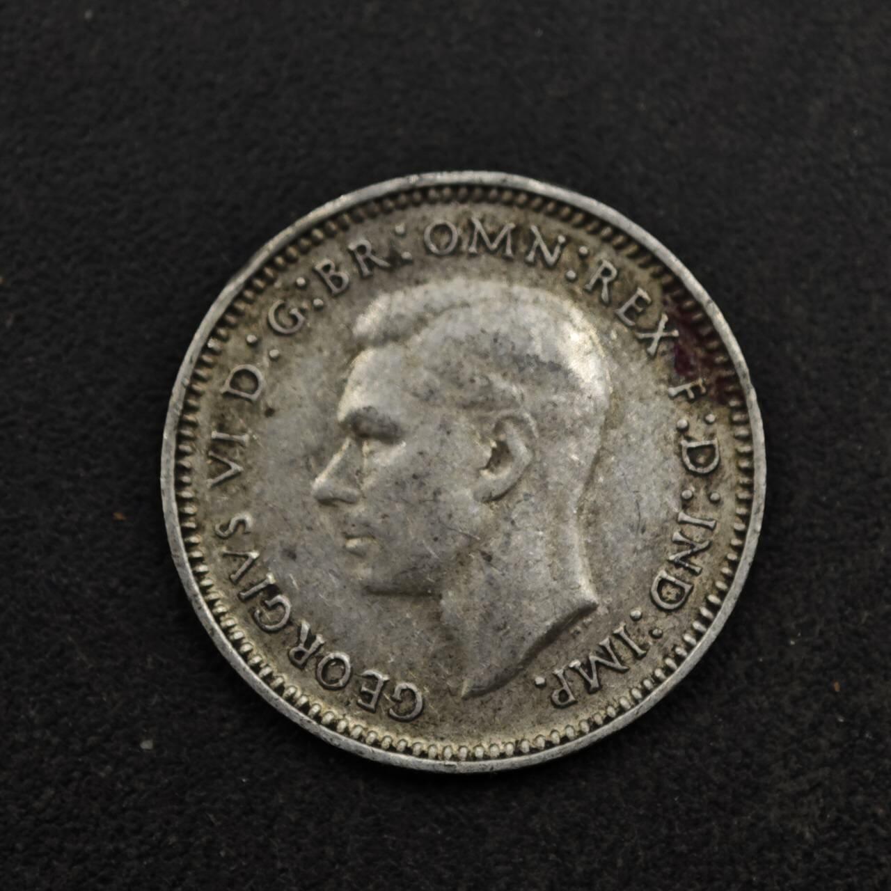 【淘币小摊】实时拍第八百五十三拍   散币银币场   满百包邮可预留二周 每周一统一发货   澳大利亚1939年乔治六世3便士银币