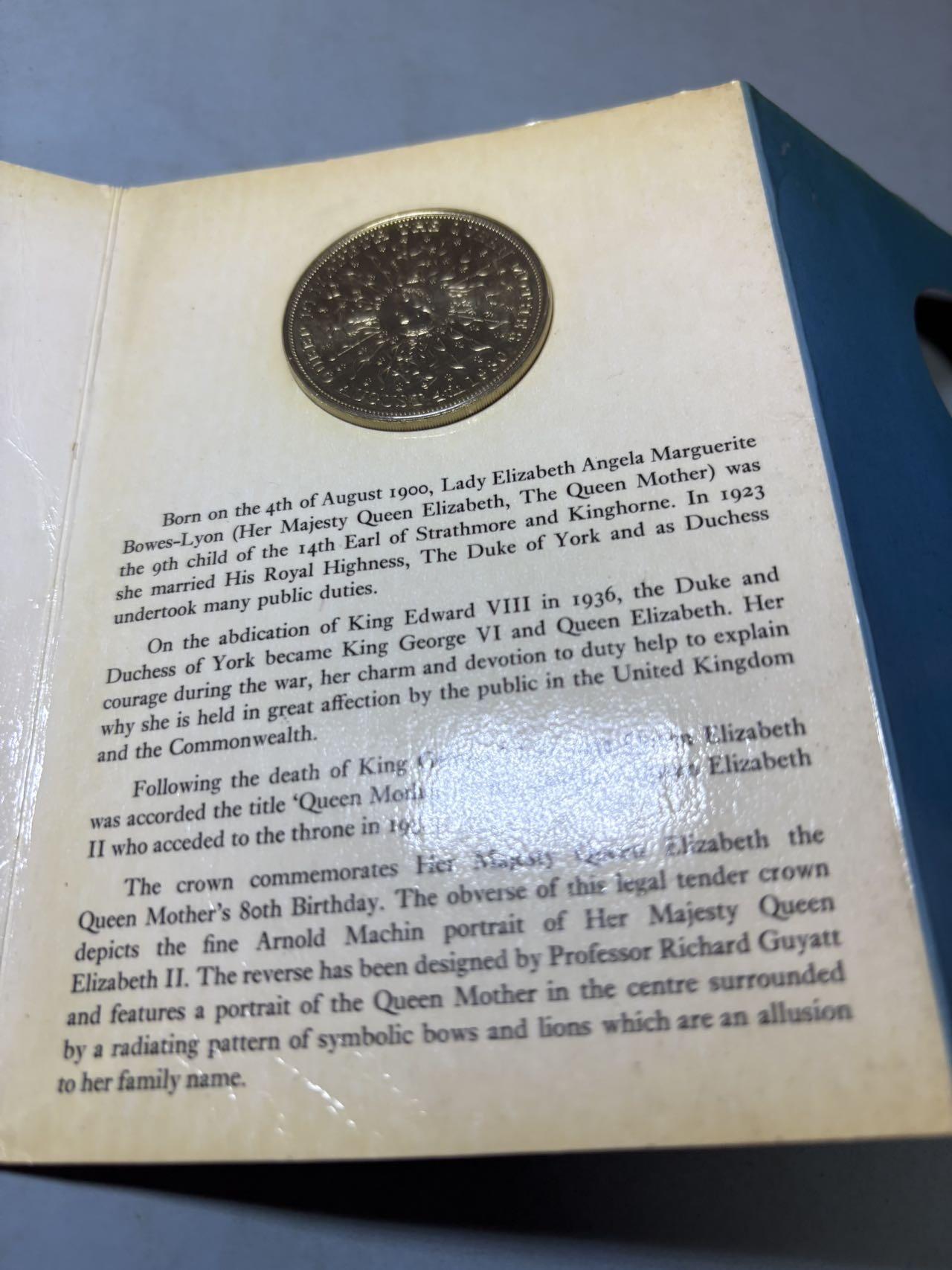 盛世勋华——号角文化勋章邮票专场拍卖第301期 英国玛丽王太后诞辰80周年克朗型纪念币 大尺寸