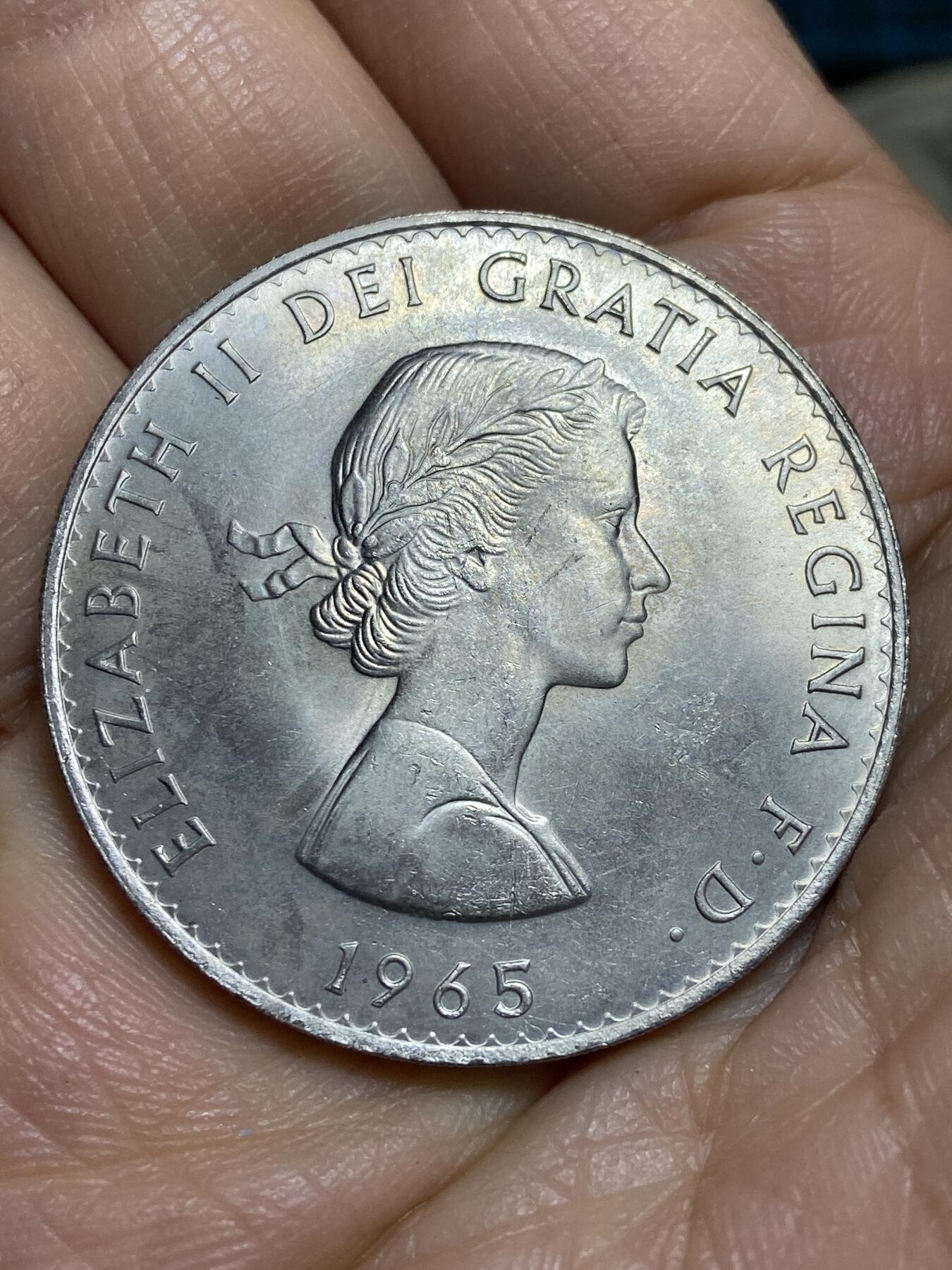 2026年第十四场(总第一百八十三场）外国好品散币场(免佣金) 威廉姆斯·迪肯银行原装全新–英国🇬🇧1965年1克朗(丘吉尔逝世纪念币)