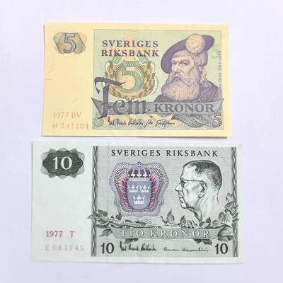 各国外币第109期 - 瑞典5 10克朗2张