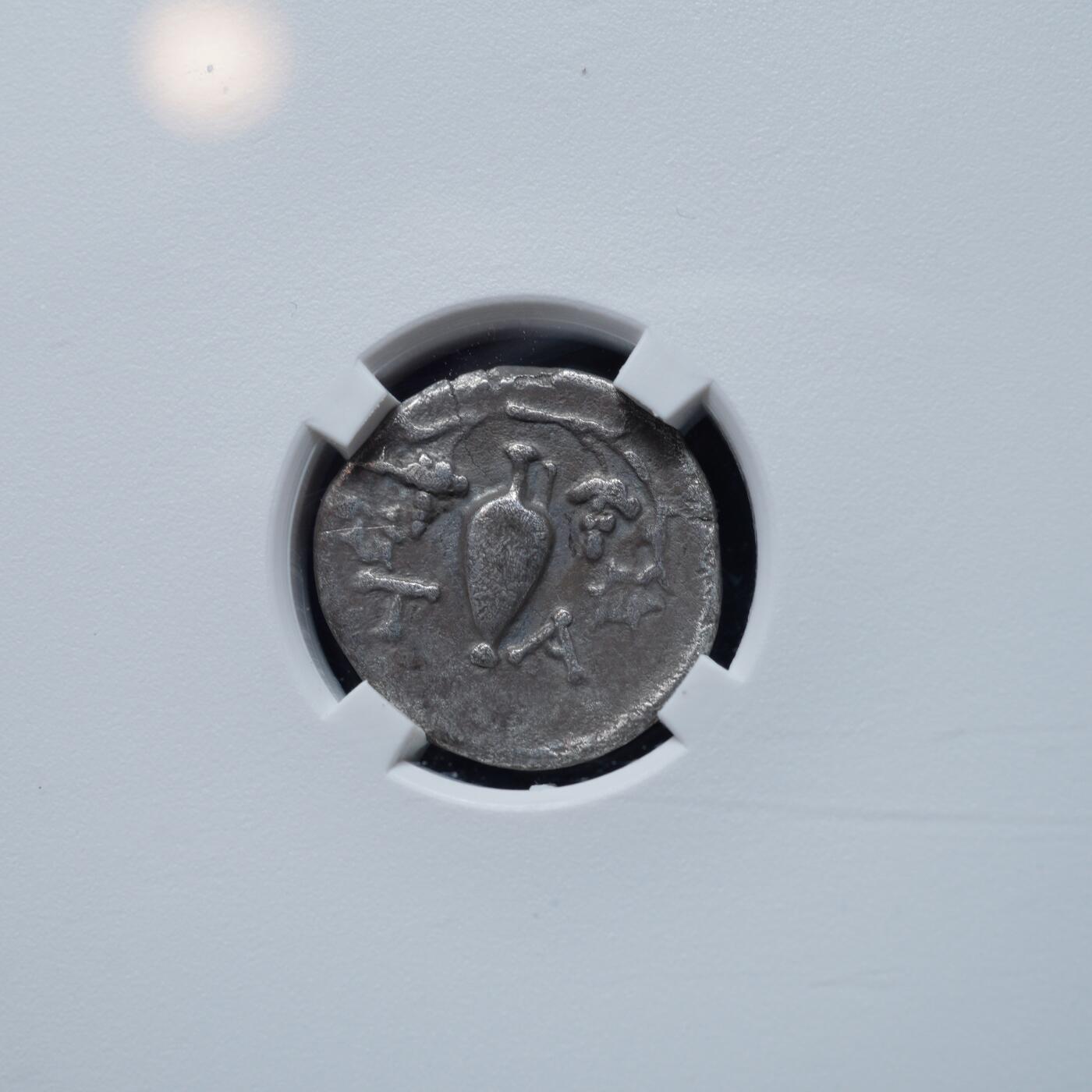 琋语集藏2026年02月欧洲古典打制币拍卖 古希腊伊奥利亚Temnos酒神狄奥尼索斯与水瓶银币（TQG评级）