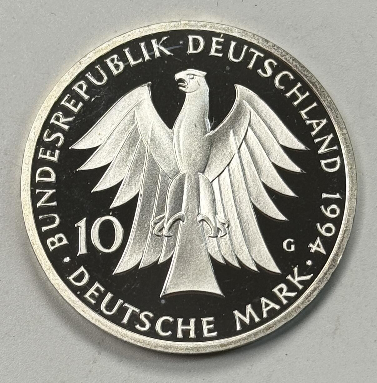 S&S Numismatic世界钱币-拍卖 第119期  德国1994年 约翰·戈特弗里德·赫尔德诞辰250周年 0马克精制纪念银币 15.5克625银